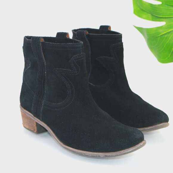 Lucky Brand Shoes - Lucky Brand Womens Terra Boot Size 9.5 Black Suede Block Heel Western Bootie